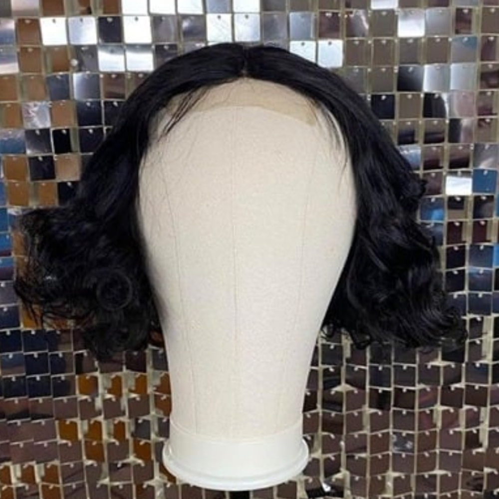 4x4 Lace Closure Bob Wig 100% Human Hair Glue Less Loose Body 12 Inch Wig